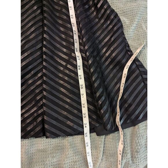 Karen Millen Black Mesh Faux Leather Chevron Stripe Fit Flare Dress Women’s 6 - Picture 7 of 7